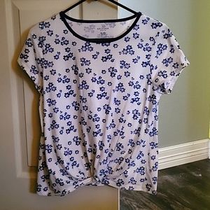 Arizona Jean Co. Youth XL, white t-shirt with blue flower design